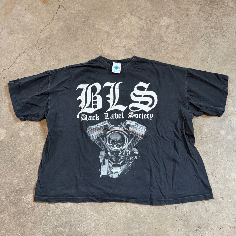 Black Label Society T-Shirt Men XXL Black 2003 Tour Champ Band Tee Motor Skull